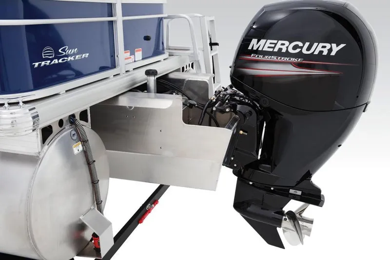 Slide: The Image of 2017 Sun Tracker Fishin' Barge 22 XP3 interior storage area with carpeted flooring. - 10