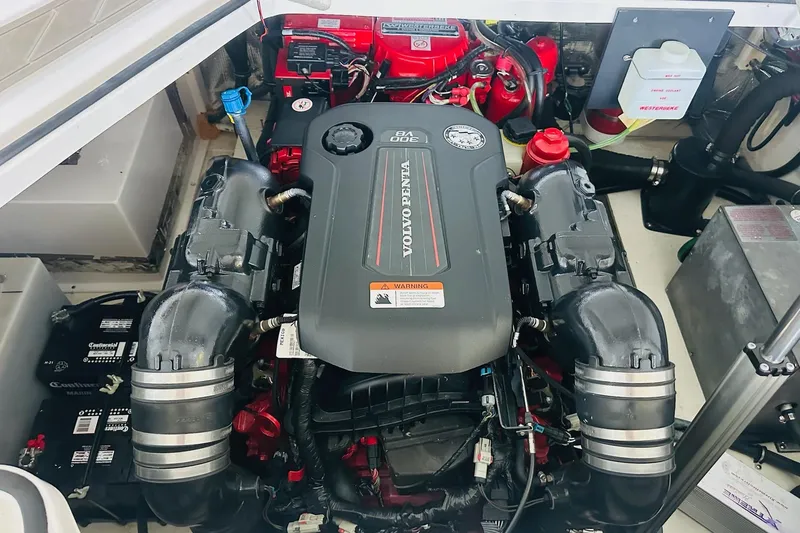 Slide: The Image of Volvo Penta engine in 2017 Regal 28 Express boat, detailed view. - 36