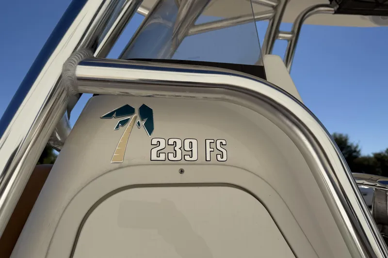 Slide: The Image of 2025 Key West 239 FS boat detail with logo and model number. - 25