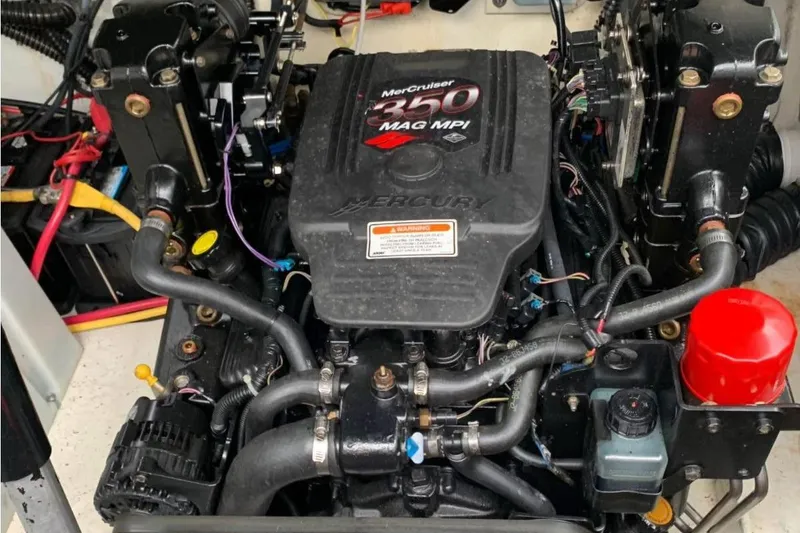Slide: The Image of Engine of a 2006 Crownline 250 CR boat, featuring a MerCruiser 350 MAG MPI. - 9