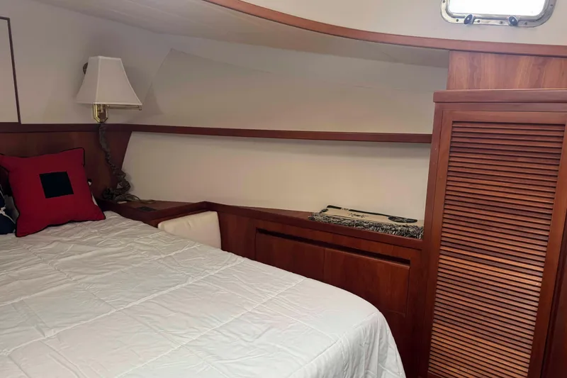 Slide: The Image of Bathroom interior of 1998 Krogen Express 49 yacht, featuring sink and toilet. - 51