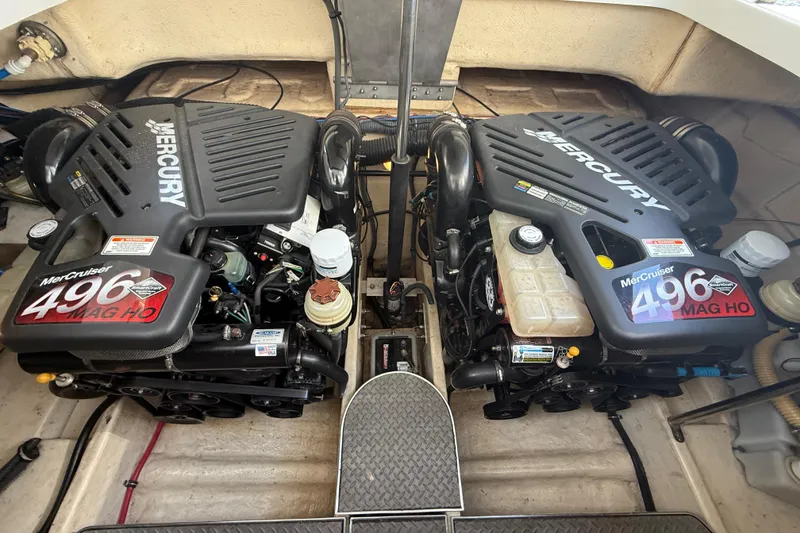 Slide: The Image of Twin MerCruiser 496 MAG HO engines in a 2005 Formula 37 Performance Cruiser. - 41