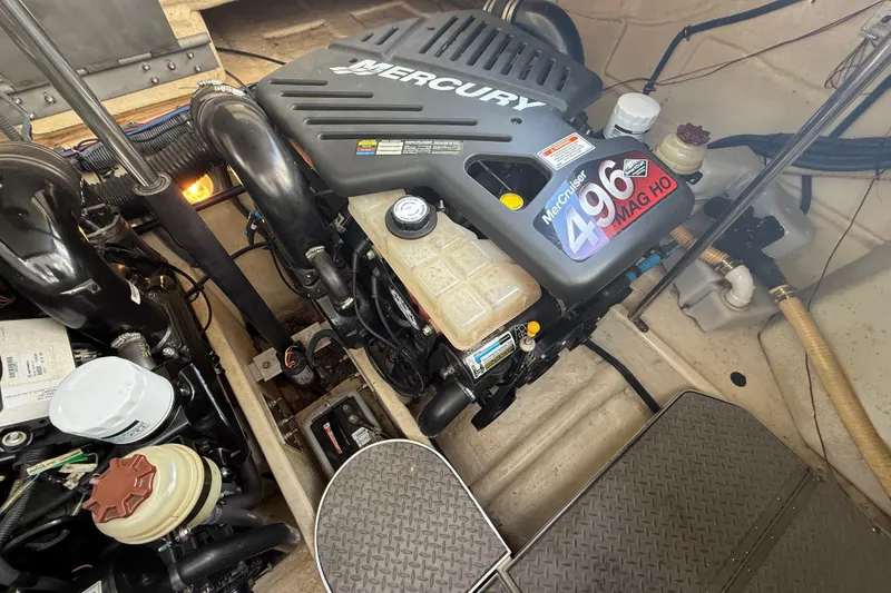 Slide: The Image of Engine compartment of a 2005 Formula 37 Performance Cruiser with Mercury 496 MAG HO engine. - 43