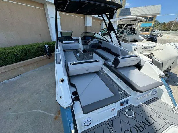 Slide: The Image of 2023 Cobalt R8 Outboard boat with sleek seating and modern design. - 20