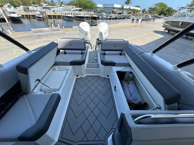 Slide: The Image of 2023 Cobalt R8 Outboard boat interior with sleek seating and modern design. - 37
