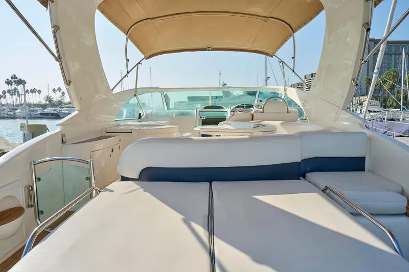 Slide: The Image of Luxurious 2001 Fairline 43 yacht interior with spacious seating and elegant design. - 47