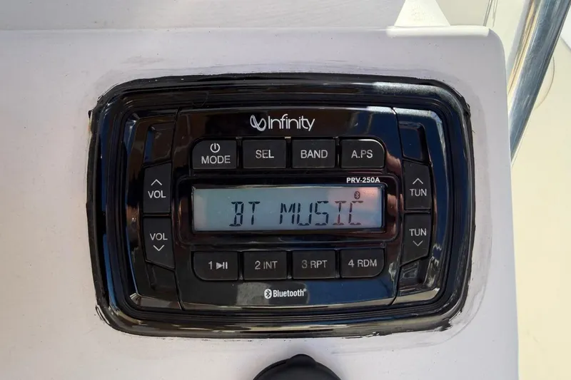 Slide: The Image of Infinity PRV-250A Bluetooth stereo on 2016 Pioneer 175 Bay Sport boat dashboard. - 16