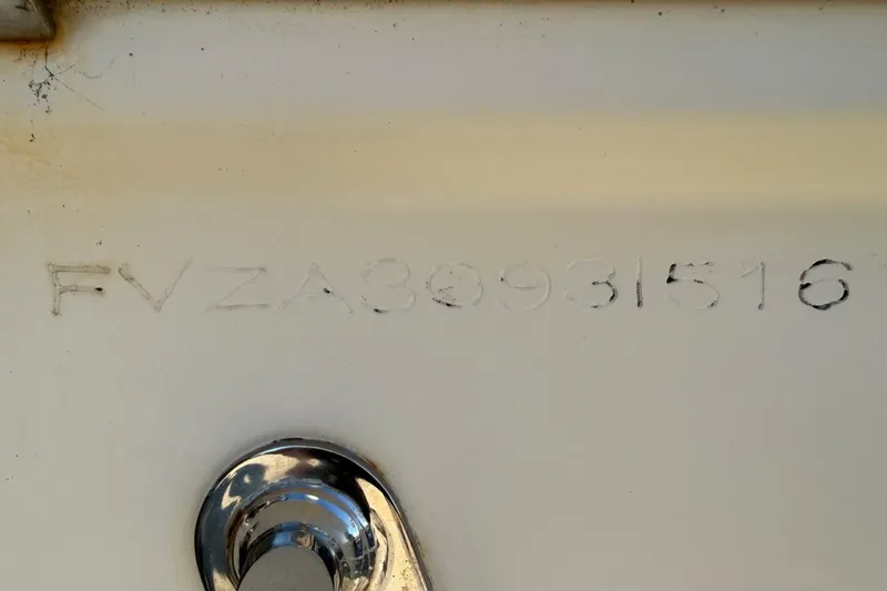 Slide: The Image of 2016 Pioneer 175 Bay Sport boat hull identification number (HIN) with chrome fitting. - 20