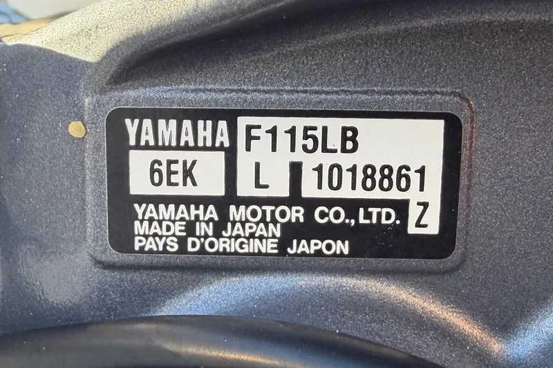 Slide: The Image of Yamaha F115LB engine label on 2016 Pioneer 175 Bay Sport boat. - 23