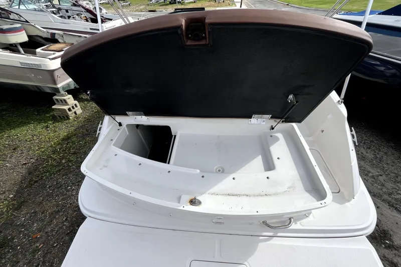 Slide: The Image of Open storage compartment on a 2016 Sea Ray 220 Sundeck boat. - 21