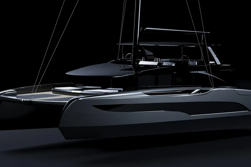 The Image of Luxurious 2026 Sunreef 100 Infinity yacht with sleek, modern design in a dark setting. - 1