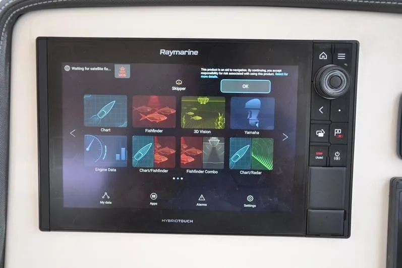 Slide: The Image of Raymarine navigation display on 2022 Grady-White Freedom 235 boat dashboard. - 24