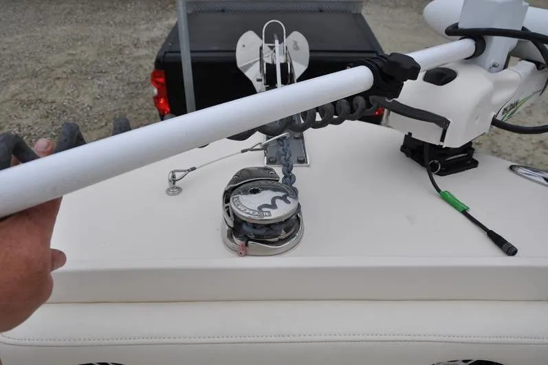 Slide: The Image of 2022 Grady-White Freedom 235 boat deck with anchor and trolling motor. - 32