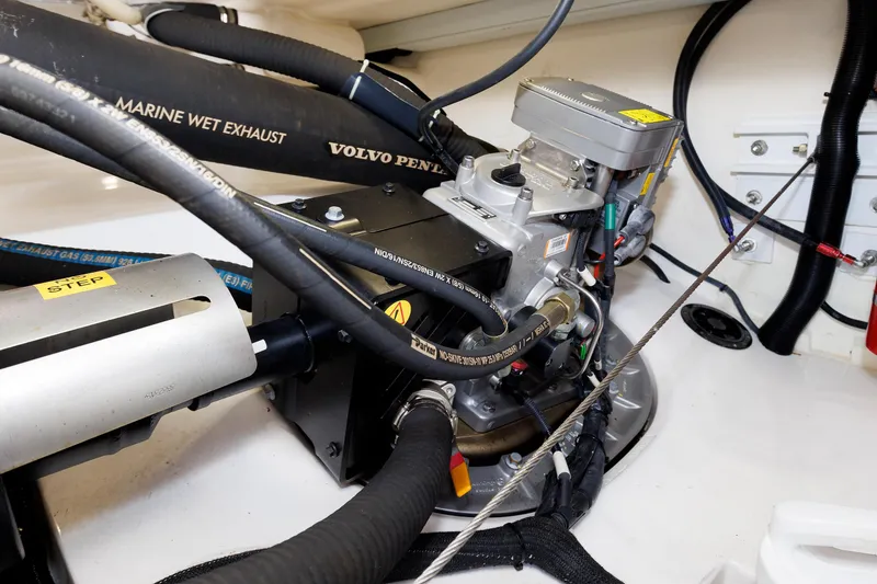 Slide: The Image of Engine compartment of 2019 Grand Banks 44 Eastbay SX with Volvo Penta components. - 59