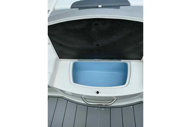 Slide: The Image of 2021 Chaparral 216 SSi boat engine compartment with Mercury 4.5L 250 HP engine. - 12
