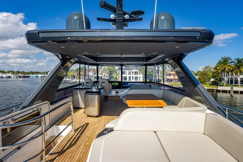 Slide: The Image of Luxurious 2023 Princess Y72 yacht with spacious deck and modern amenities. - 2