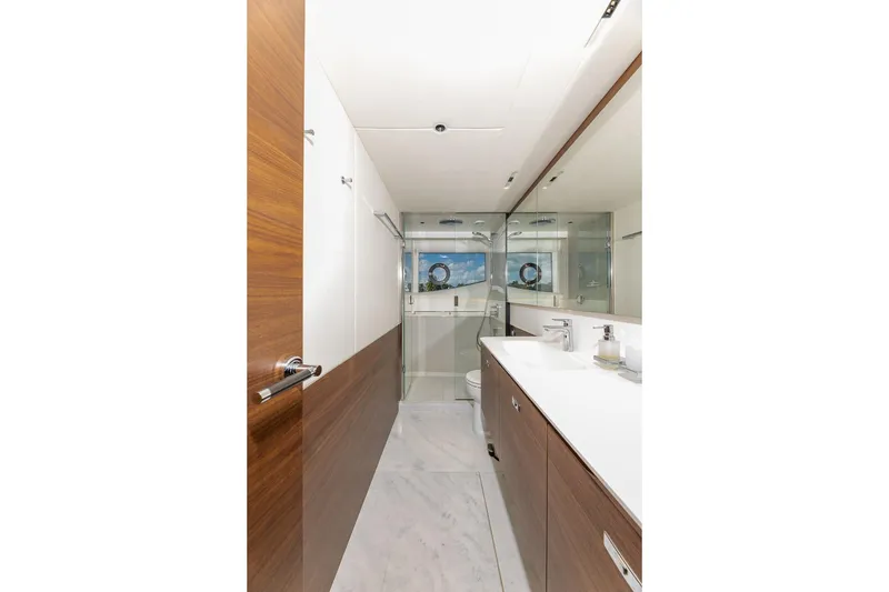 Slide: The Image of Luxurious bathroom on 2023 Princess Y72 yacht with modern fixtures and elegant design. - 56