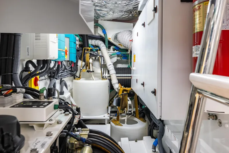 Slide: The Image of Engine room of 2023 Princess Y72 yacht, showcasing advanced machinery and equipment. - 77