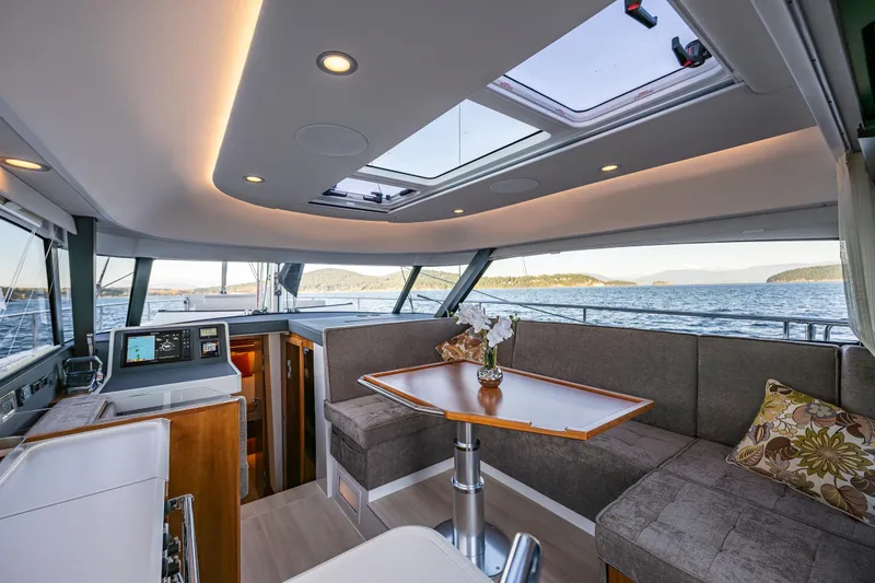 Slide: The Image of Luxurious interior of 2024 Moody 41DS yacht with panoramic sea views. - 16