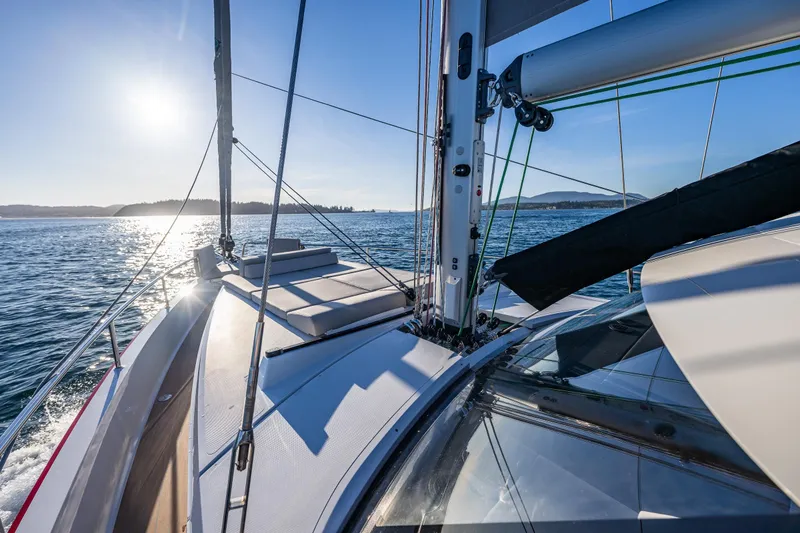 Slide: The Image of Sailing on a 2024 Moody 41ds yacht under a clear blue sky. - 30