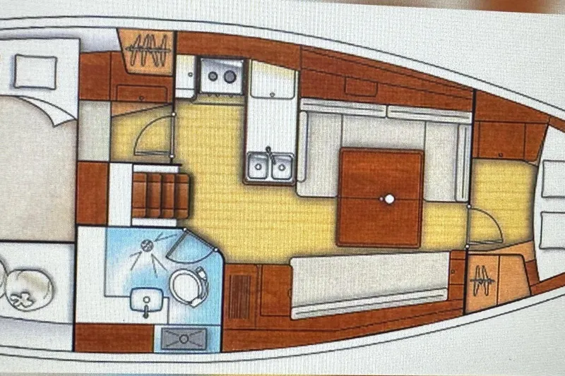 Slide: The Image of Floor plan of a 2013 Beneteau Oceanis 37 sailboat interior layout. - 35