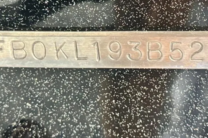 Slide: The Image of Serial number on Falcon Boats 21 Predator, 2025 model, against a speckled background. - 29