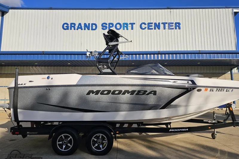Slide: The Image of 2020 Moomba Max boat on trailer at Grand Sport Center. - 3
