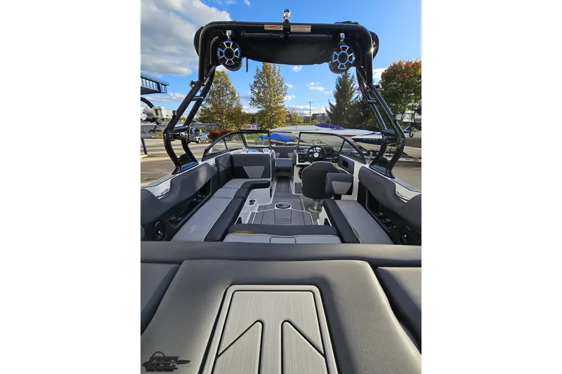 Slide: The Image of 2020 Moomba Max boat interior with sleek seating and modern design. - 44