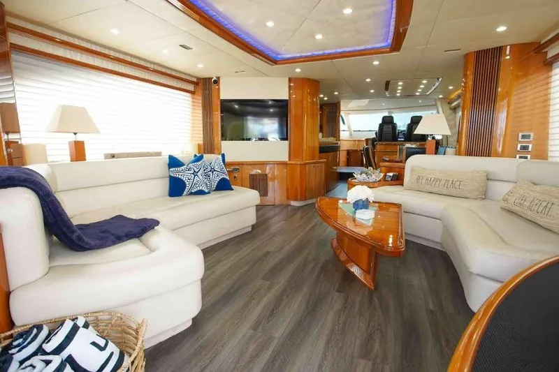 Slide: The Image of Luxurious interior of 2006 Sunseeker Manhattan Motor 82 yacht with elegant seating and decor. - 10