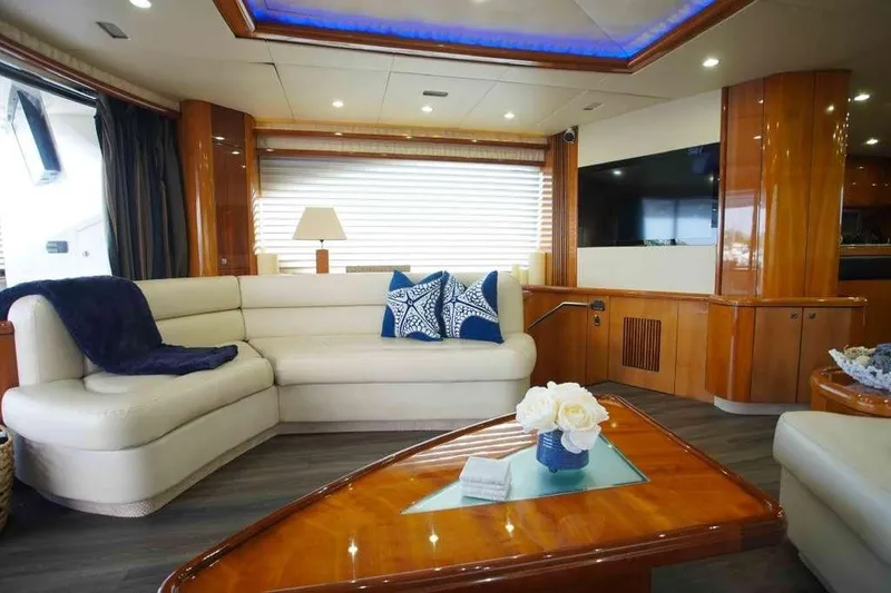Slide: The Image of Luxurious interior of 2006 Sunseeker Manhattan Motor 82 yacht with elegant seating and decor. - 11