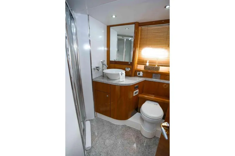 Slide: The Image of Luxurious bathroom in 2006 Sunseeker Manhattan Motor 82 yacht with modern fixtures. - 30
