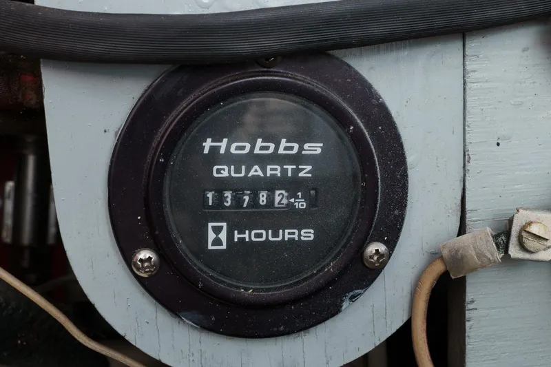 Slide: The Image of Hobbs quartz hour meter displaying 13782.1 hours on 1974 Hatteras Convertible Sportfisher. - 57