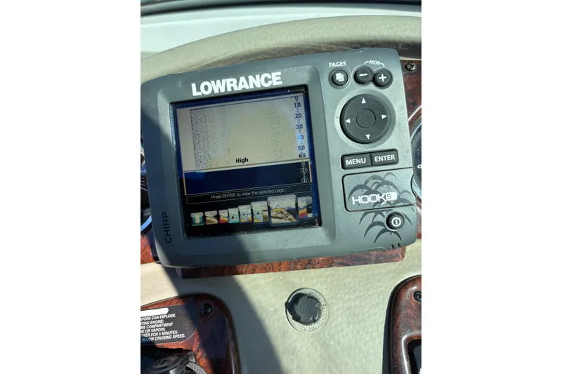 Slide: The Image of Lowrance Hook 5 fish finder on 2014 Crownline Eclipse E2 XS dashboard. - 9