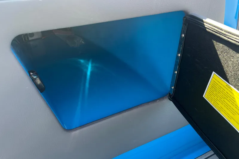 Slide: The Image of 2022 Moomba Kaiyen boat engine, Raptor Indmar 400, in blue compartment. - 24