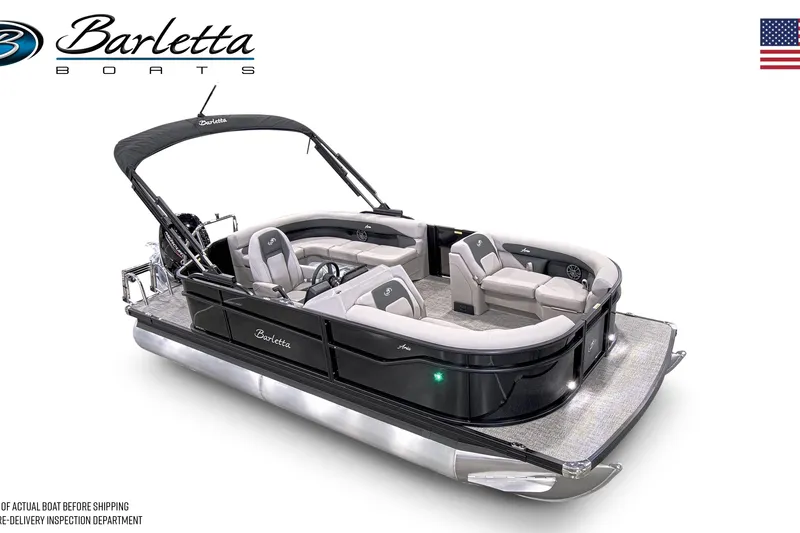 Slide: The Image of 2026 Barletta Aria 20L pontoon boat with sleek design and comfortable seating. - 5
