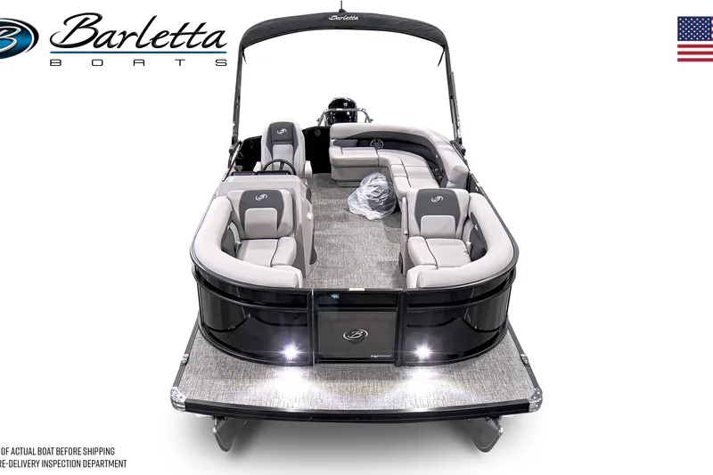 Slide: The Image of 2026 Barletta Aria 20L pontoon boat with spacious seating and sleek design. - 6