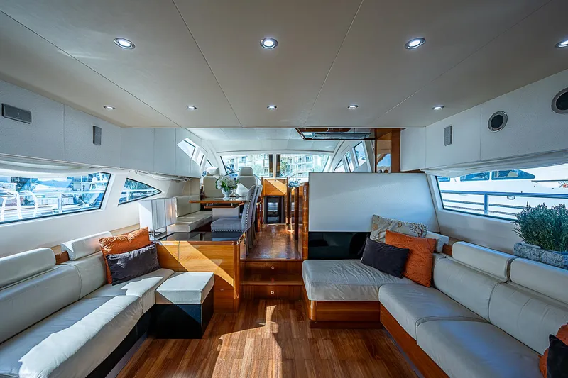 Slide: The Image of Luxurious interior of 2009 Aicon 64 yacht with elegant seating and modern design. - 28