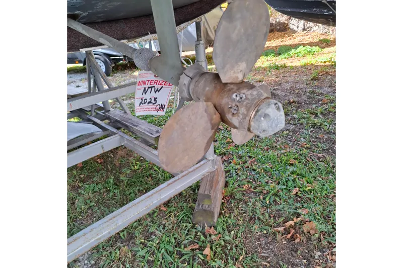 Slide: The Image of Propeller of a 1989 Hunter 30 sailboat, winterized, on a trailer. - 29