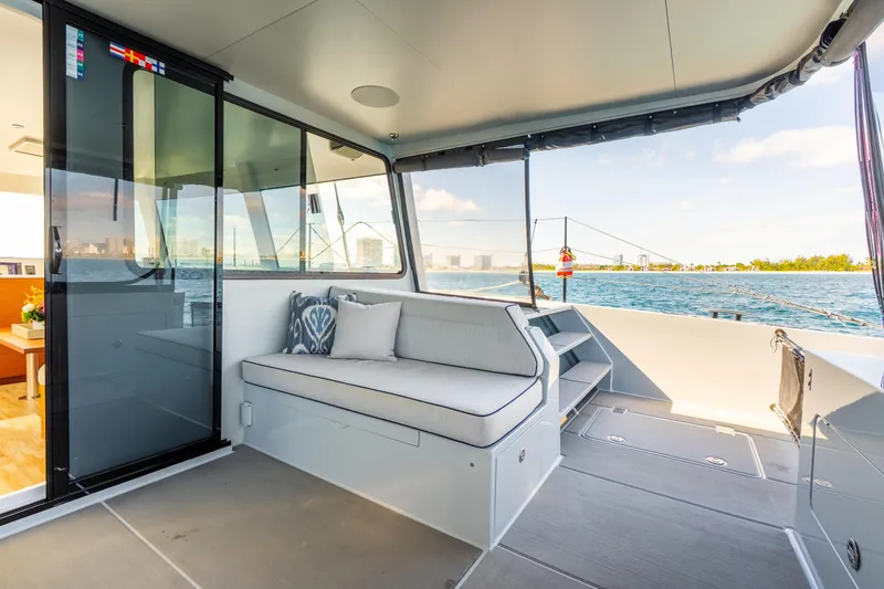 Slide: The Image of Luxurious 2017 Harvey Yachts 58 interior with ocean view and comfortable seating. - 34