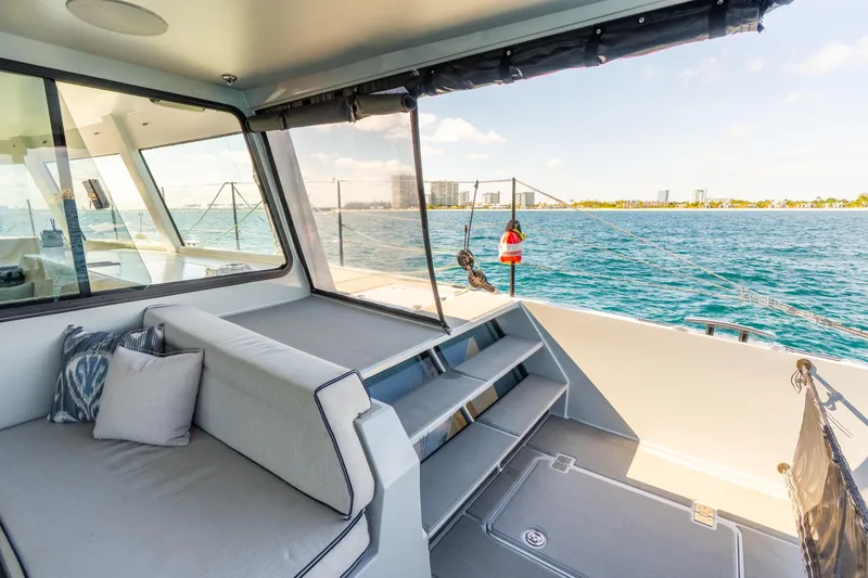 Slide: The Image of Luxurious 2017 Harvey Yachts 58 interior with ocean view and comfortable seating. - 35