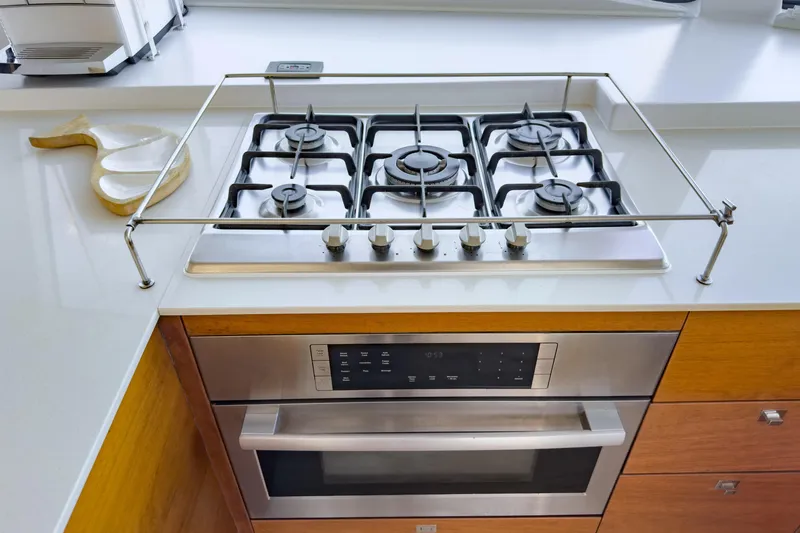 Slide: The Image of Modern kitchen stove and oven on Harvey Yachts 58, 2017 model. - 50