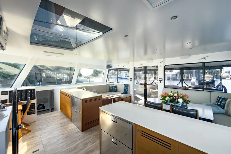 Slide: The Image of Luxurious interior of 2017 Harvey Yachts 58, featuring modern design and spacious seating area. - 52