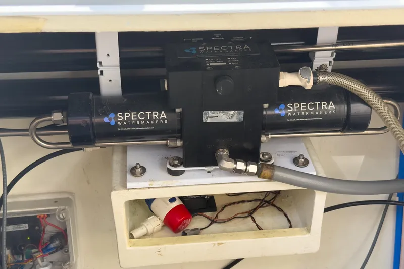 Slide: The Image of Spectra Watermakers system on 2017 Harvey Yachts 58, featuring advanced marine desalination technology. - 91