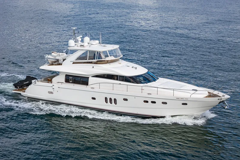 Slide: The Image of Luxury yacht Princess 75 Fly from 2007 on the water. - 2