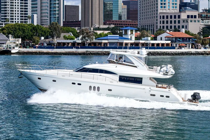 Slide: The Image of Luxury yacht Princess 75 Fly from 2007 in urban setting. - 8