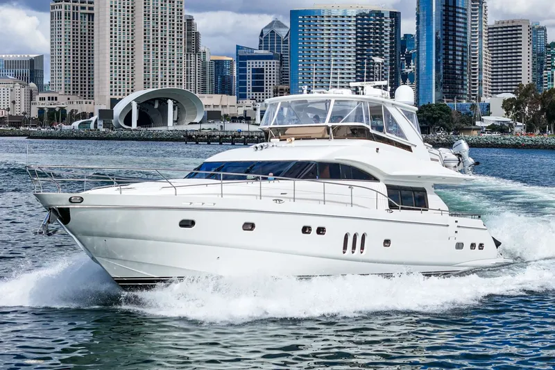 Slide: The Image of Luxury yacht Princess 75 Fly from 2007 in urban setting. - 9