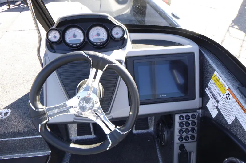 Slide: The Image of Steering console of 2026 Ranger 2080MS boat with gauges and touchscreen display. - 18