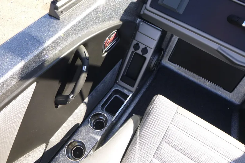 Slide: The Image of Interior of 2026 Ranger 2080MS boat with cup holders and seating. - 26