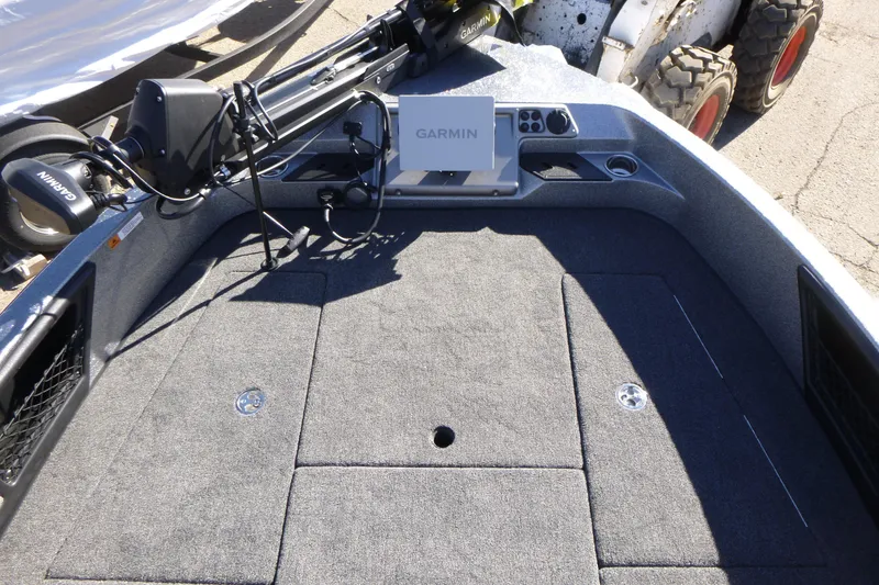 Slide: The Image of Ranger 2080MS 2026 boat deck with Garmin equipment and Minn Kota trolling motor. - 32