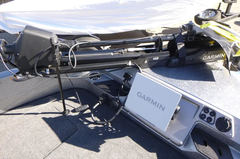 Slide: The Image of 2026 Ranger 2080MS boat with Garmin navigation system and trolling motor. - 34